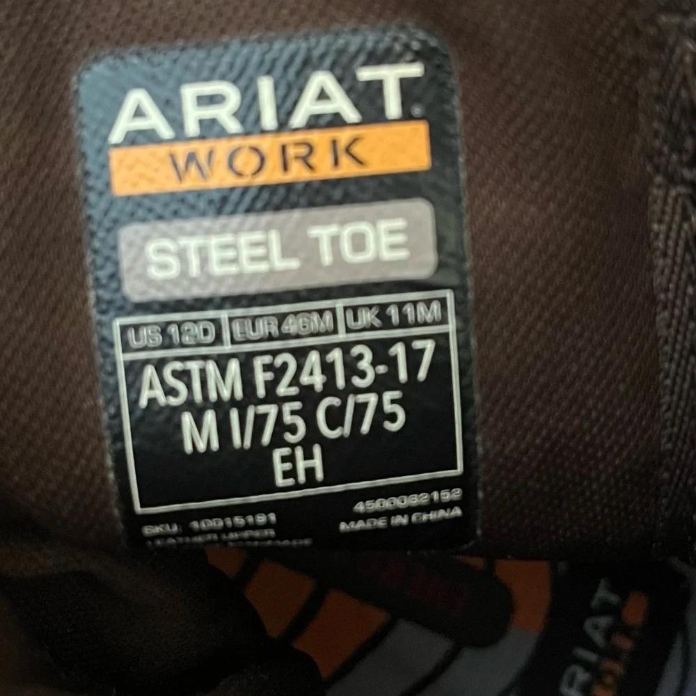 Ariat Men’s Groundbreaker Steel Toe Work Boots Size 12
